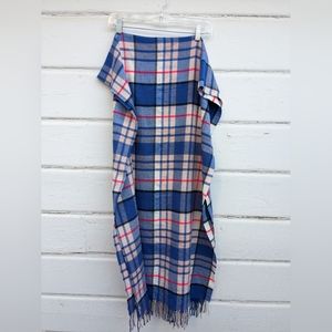 Gap Wide Wrap Scarf Blue Tan Coral 25" wide